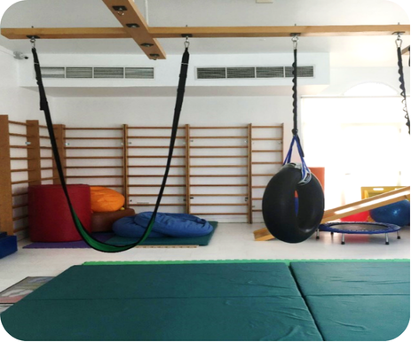 Sensory integration therapy equipment including swings, mats, and climbing equipment