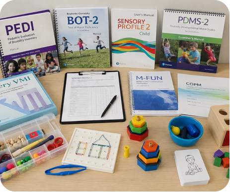 Child development assessment materials and standardized developmental assessment tools.