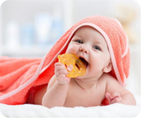 Baby participating in an early development activity during a baby programme